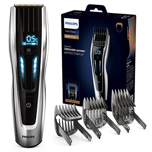 Philips Hair Clipper Serie 9000 Haarschneider mit digitaler Schalts...