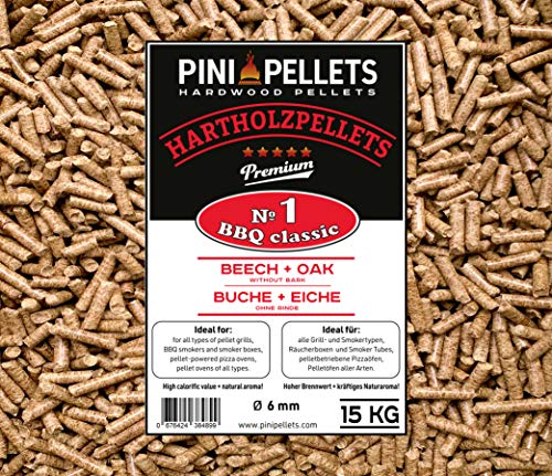 PINI Hartholz Pellets №1 BBQ Klassik 15 Kg Grillpellets zum Grill...