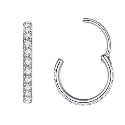 Popuhoops 0,8mm Silber Nasenringe Zirkonia Knorpel Ohrring Klar CZ ...