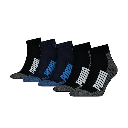 PUMA Unisex Puma Unisex Bwt Cushioned Quarter (5 Pack) Socks, Blue ...