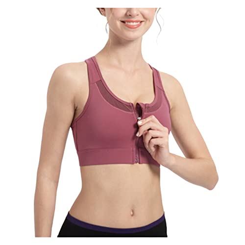 QREXVOG Frauensport Bras Zipper Sport Bra Racerback Bralette Pack W...