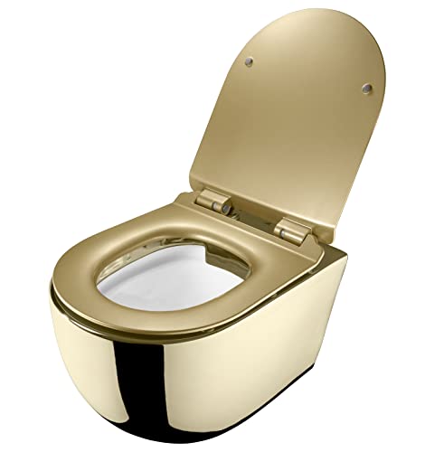 RD Luxury Gold Hänge WC Spülrandlos Hänge WC Komplettset Wand ...