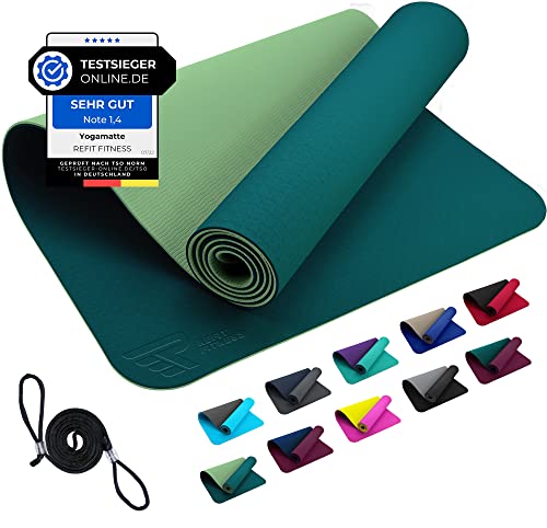 REFIT FITNESS Yoga Matte Perfect-Fit 190 x 60 x 0,6 cm Moosgrün Ge...