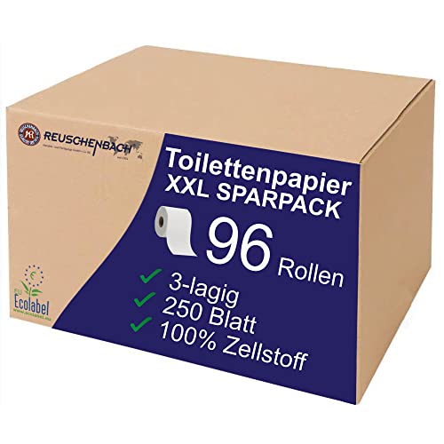 Reuschenbach Toilettenpapier Sparpack XXL, 96 Rollen, WC-Papier 3la...