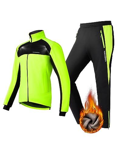 ROCKBROS Fahrrad Jacke + Hose Set Winter Thermo Fahrradbekleidung H...