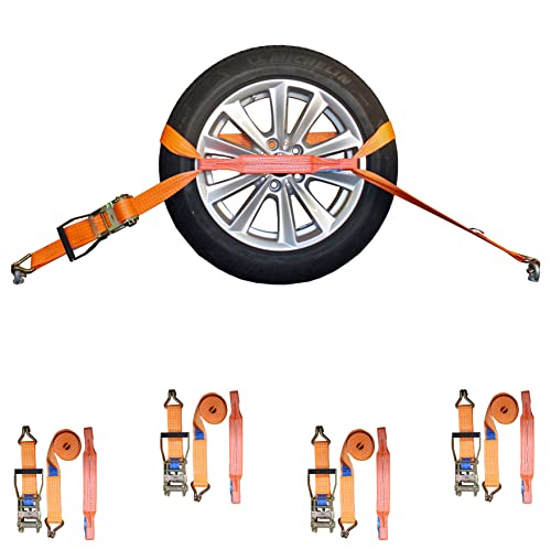 SHZ - 4X Spanngurte Autotransport 50 mm - Zurrgurt - Reifengurt mit...