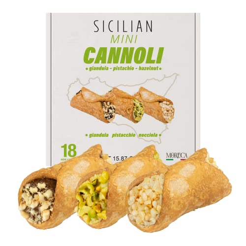 Sizilianische Mini-Cannoli gefüllt mit Pistaziencreme, Gianduia un...