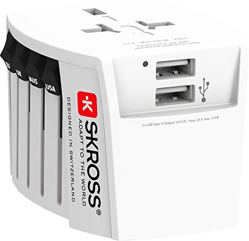 SKROSS | 1.302960 | MUV USB (2xA) | Universeller 2-Pol-Reiseadapter...