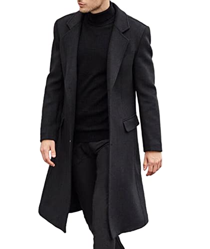 SOMTHRON Herren Casual Slim Fit Trenchcoat Lange Jacke Notch Collar...