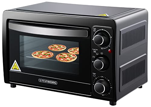 STEInBORG Mini Backofen 15 Liter Pizza-Ofen 3in1 Backofen Minibacko...