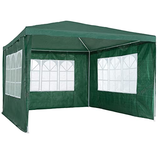 tectake Pavillon 3x3m, Gartenzelt mit 3 abnehmbaren Seitenteilen mi...