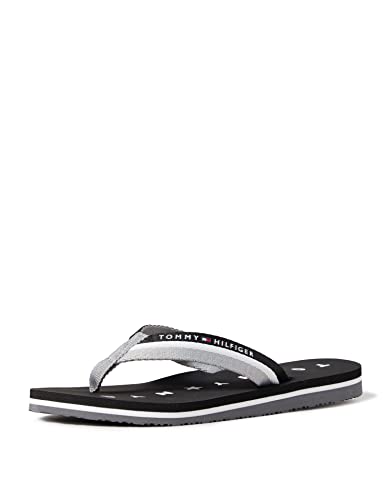 Tommy Hilfiger Damen Schuhe Tommy Loves NY Beach Sandal Schwarz Zeh...