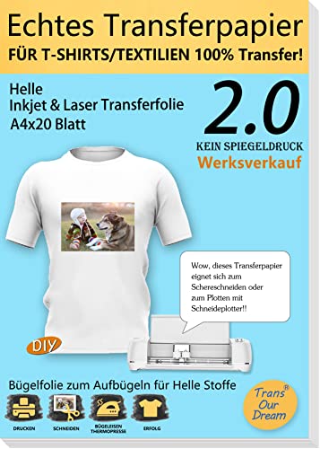 TransOurDream Echte Inkjet Laser T-Shirt Transferpapier Transferfol...