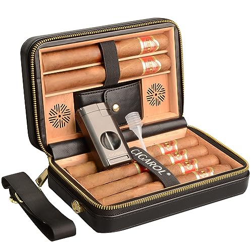 Volenx Humidor, Humidor Zigarren aus Leder mit Feuerzeug, Tragbarer...