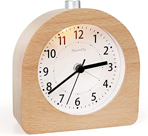 Wecker Analog ohne Ticken, Holz mit Snooze Wecker Batteriebetriebe ...