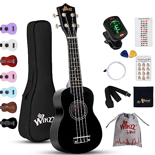 Winzz Sopran Ukulele Starter Kit für Anfänger mit Tasche, Clip-On...