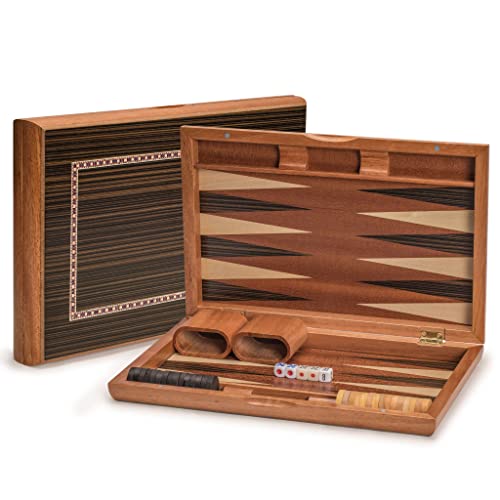 Yellow Mountain Imports Backgammon Spiel-Set mit Holzintarsien, Dor...