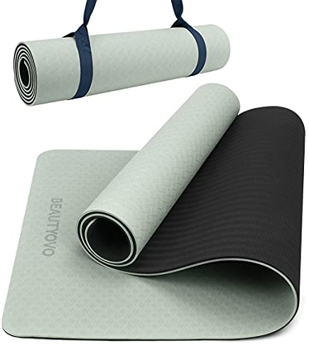 Yogamatte Rutschfest mit Tragegurt, 8mm Extradick Yoga Matte, TPE S...