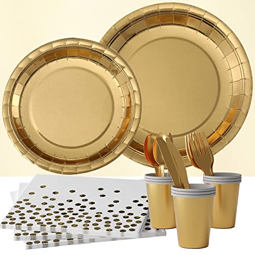 140 pieces Happy Birthday partygeschirr Set | Kindergeburtstag Gold...