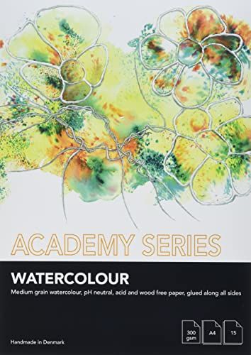 Academy Series, Aquarellpapier, A4, 300g m2, 15 blatt, Weiss...