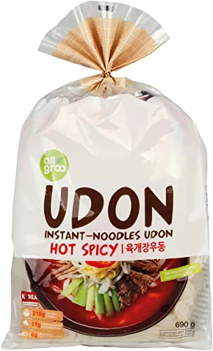 Allgroo Udon Instantnudeln - würzig-scharfe Udon Suppe, schnelle Z...