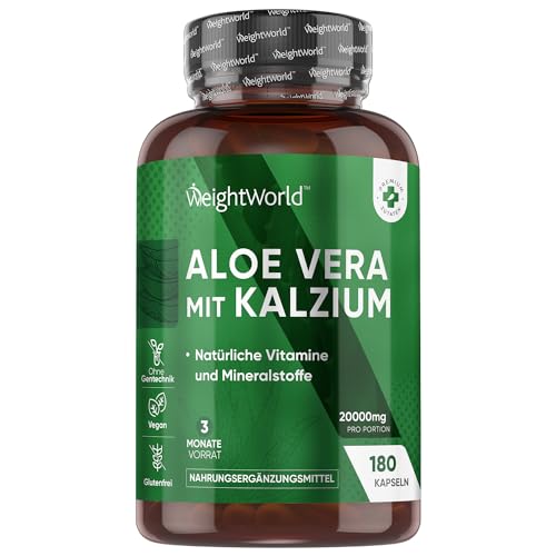 Aloe Vera Kapseln mit Kalzium - 20000mg Aloe Vera Pulver & 150mg Ka...