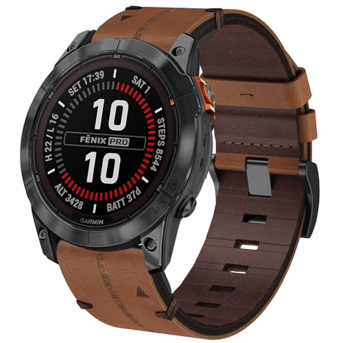 Armband für Garmin Feinx 7 6 5, 22mm Echte Leder Ersatzarmband Qui...