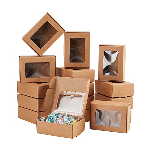 BENECREAT 30 Packungen Brown Kraft Paper Boxes mit durchsichtigen F...