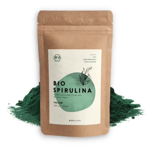 BIONUTRA Spirulina-Pulver Bio 250 g, 100% rein & natürlich, rüc...