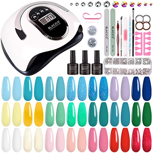 BLACICO UV Nagellack Set mit UV Lampe, 21 Farben UV Nagellack Set f...