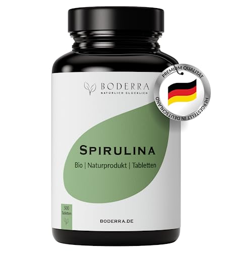 BODERRA Spirulina BIO Presslinge hochdosiert (2500mg Tag) - 100 T...