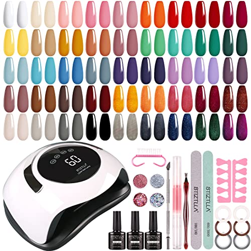 Btiztlla 45 Farben UV Nagellack Set mit 120W UV Lampe, Gel Nagellac...