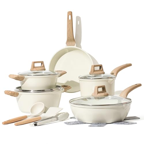 CAROTE Topfsets Pfannenset 14-Teilig,Pfanne 24cm,Stielkasserolle 1....