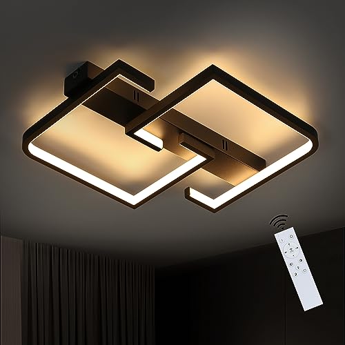 CBJKTX Deckenlampe LED 35W Schwarze Wohnzimmerlampe dimmbar mit Fer...