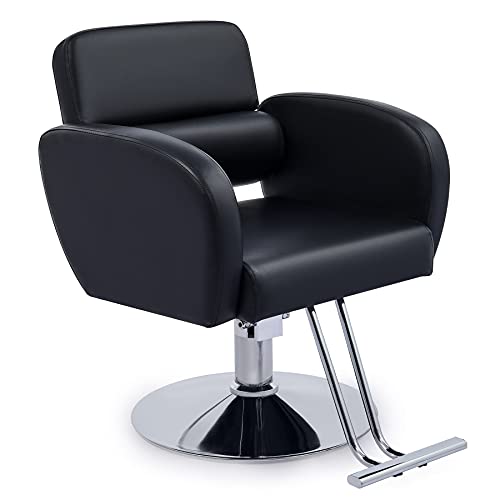 CO-Z Friseurstuhl Schwarz Friseursessel 360° Drehbar Frisörstuhl ...