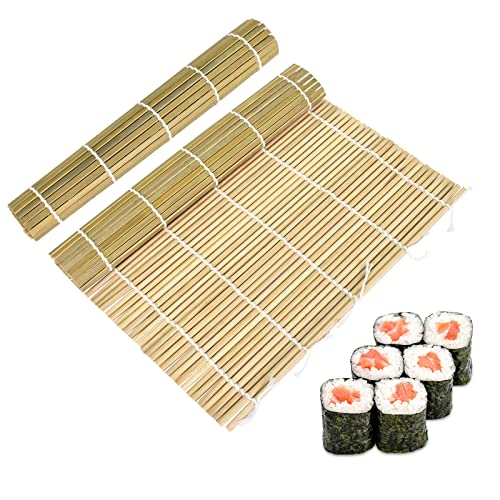 Cozlly Bambusmatte Sushi, 2 Stk 24 x 24 cm Sushi rollmatte, Waschba...