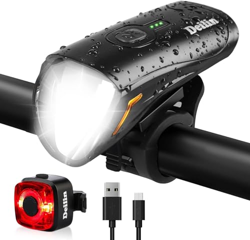 Deilin Fahrradlicht Set, bis zu 70 Lux LED Fahrradbeleuchtung USB A...