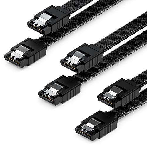 deleyCON 3x 30 cm SATA 3 Kabel Nylon Set 6 Gbit s Datenkabel SATA I...