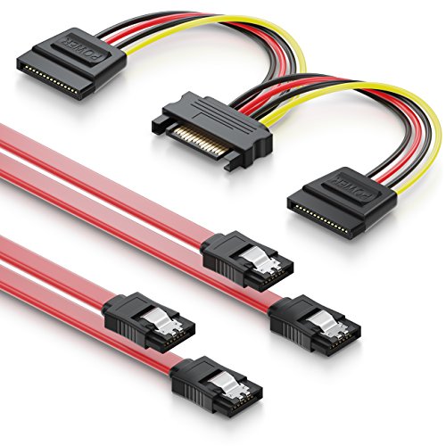 deleyCON SATA 3 Kabel Set 2x SATA III Kabel mit Stecker Gerade + Y ...