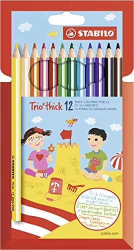 Dreikant-Buntstift - STABILO Trio dick - 12er Pack - mit 12 verschi...
