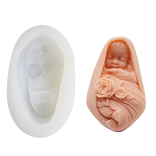 Eayoly Baby-Silikon-Seifenformen | 3D schlafendes Baby Form Kerzenh...