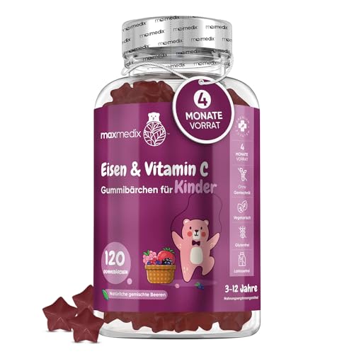 Eisen & Vitamin C für Kinder - 7mg Iron - 4 Monate Vorrat - Eisena...