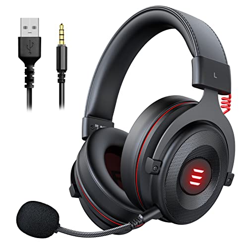 EKSA Gaming Headset, 7.1 Surround Sound PC Headset mit Noise Cancel...