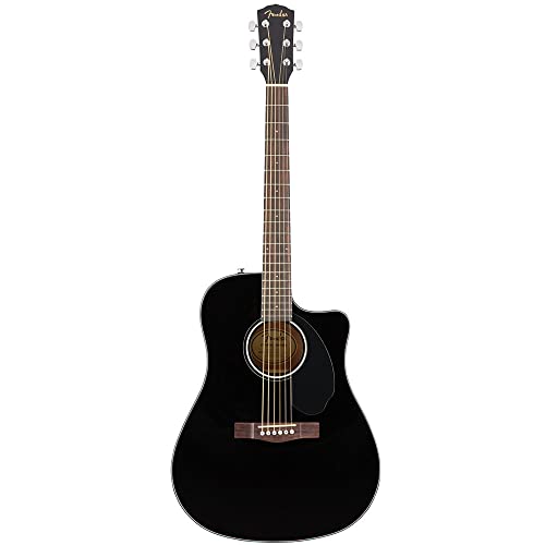 Fender CD-60SCE Dreadnought Akustikgitarre, Walnussgriffbrett, Schw...