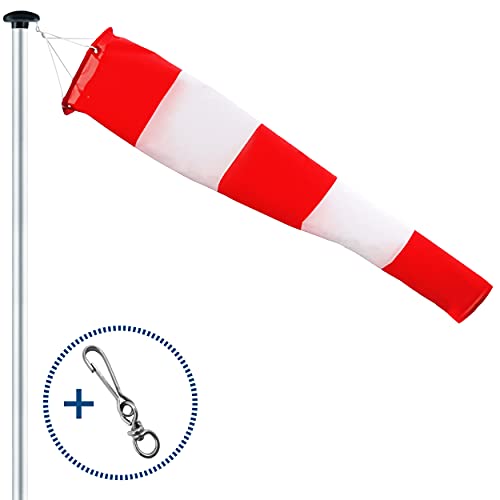 FLAGLY Premium Windsack für Draußen, Windrichtungsanzeiger in Rot...