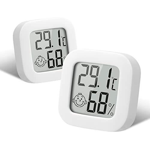 Flintronic Mini LCD Thermometer, 2 Stück Digital Thermometer Innen...
