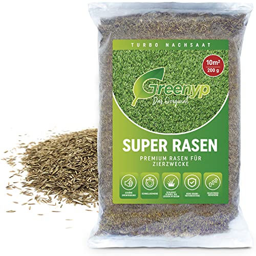 Greenyp Super Rasen I sattgrüner Premium Zierrasen Nachsaat I Tr...