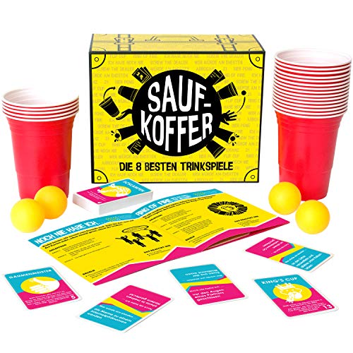 GUTTER GAMES Saufkoffer , 8 Trinkspiele (Beer Pong, Noch Nie Habe I...