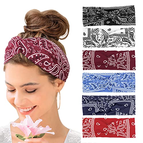 Haarbänder Damen Breite Elastische Weiche 6 Pcs Sommer Boho Stirnb...