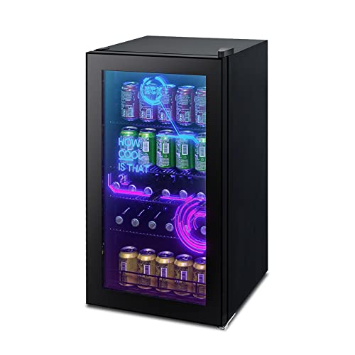 HCK Getränkekühlschrank, Kühlschrank mit Cyberpunk Modern Beleuc...